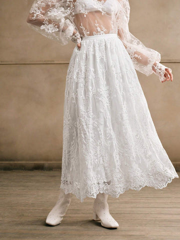 Anewsta Women White A-Line Flared Skirt