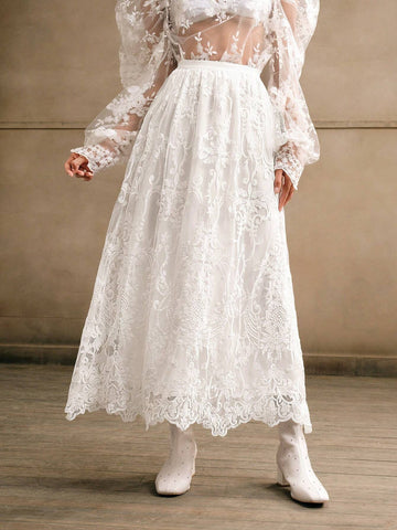 Anewsta Women White A-Line Flared Skirt