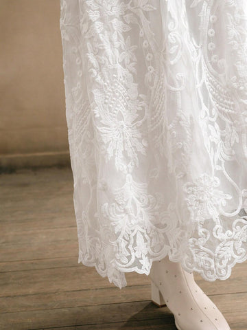 Anewsta Women White A-Line Flared Skirt