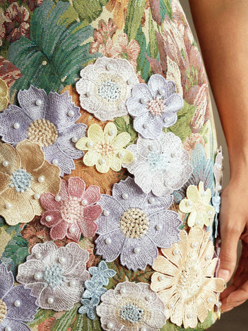 Anewsta Women's A-Line Beaded Embroidered Mini Skirt