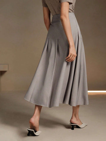 Anewsta Women's Asymmetrical Pleated Elegant Office Skirt