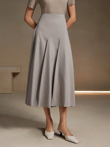Anewsta Women's Asymmetrical Pleated Elegant Office Skirt