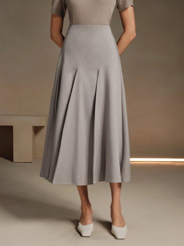Anewsta Women's Asymmetrical Pleated Elegant Office Skirt