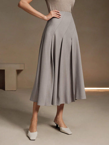 Anewsta Women's Asymmetrical Pleated Elegant Office Skirt
