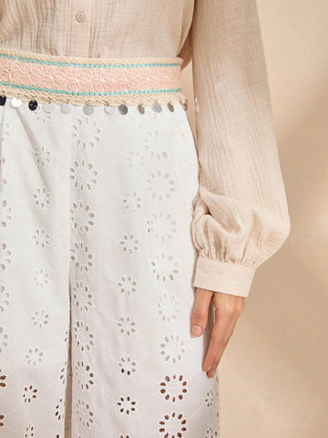 Anewsta Women's Casual Patchwork Burnout Everyday Long Pants