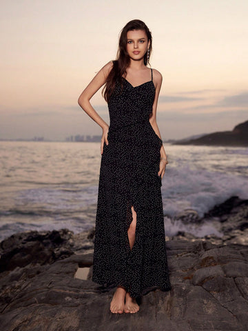 Anewsta Women's Knot Backless Halter Neck Dress