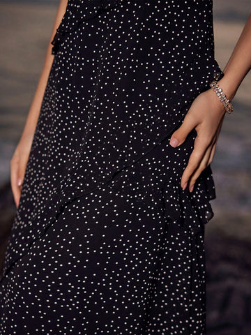 Anewsta Women's Knot Backless Halter Neck Dress