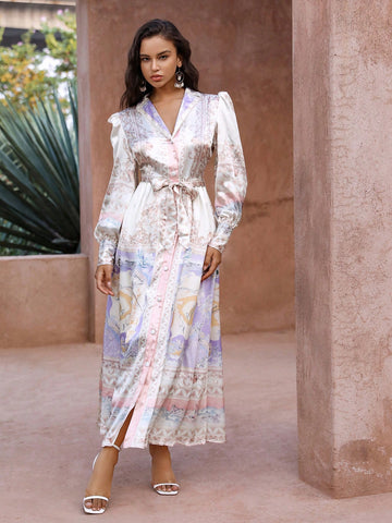 Anewsta Women's Loose Fit Collared Belted Fashionable Work & Daywear Dress