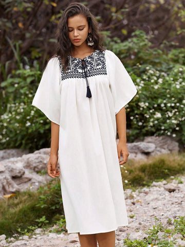 Anewsta Women's Loose Fit Floral Print Casual Vacation Collaboration Spring/Summer Dress