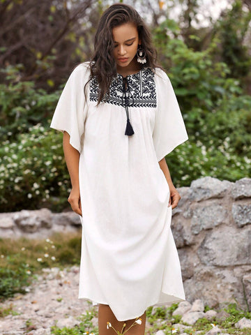 Anewsta Women's Loose Fit Floral Print Casual Vacation Collaboration Spring/Summer Dress