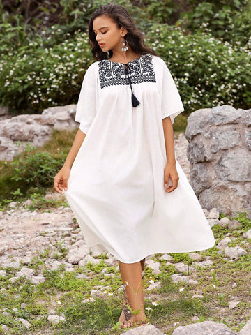 Anewsta Women's Loose Fit Floral Print Casual Vacation Collaboration Spring/Summer Dress