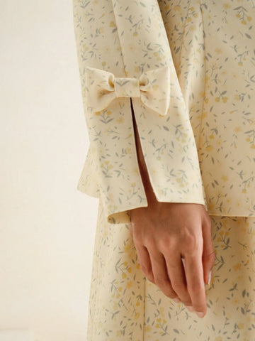 Anewsta Women's Luxurious Vintage French Style Long Sleeve Fitted Waist Skirt Suit