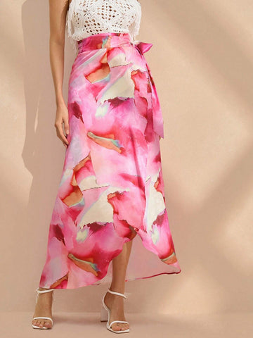 Anewsta Women's Random Printed Simple Daily Skirt