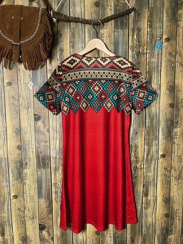 Animal Geometric Printed Casual V-Neck Short Sleeve Dress