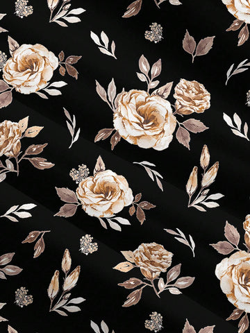 Casual Elegant Rose Floral Print Women's Blouse,