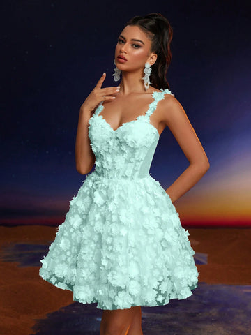 Anymoon Elegant Lace Applique Strap Women's Ballroom Formal Dress (Delicate Embellished)