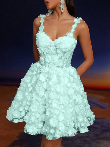 Anymoon Elegant Lace Applique Strap Women's Ballroom Formal Dress (Delicate Embellished)