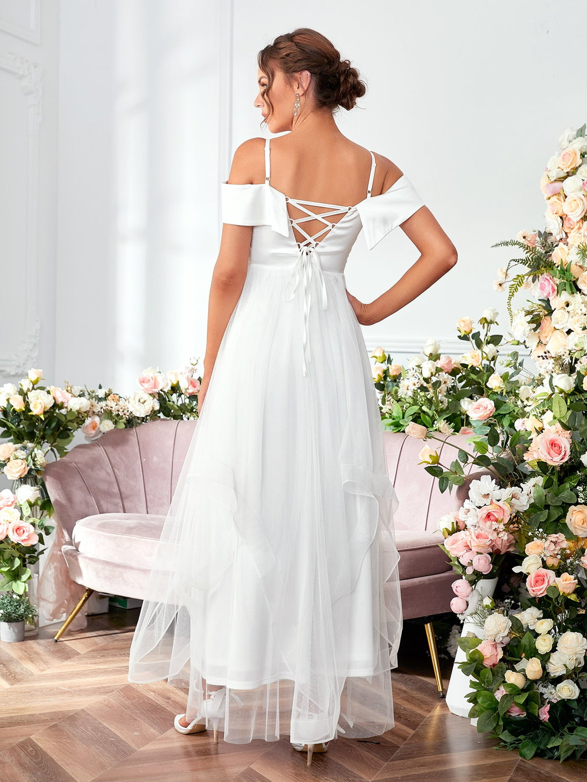 Appliques Contrast Sequin Wedding Dress