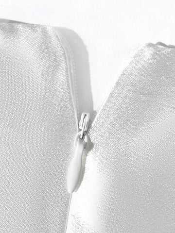 Appliques Crisscross Back Satin Cami Wedding Dress