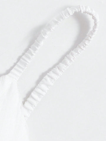 Appliques Mesh Overlay Cami Wedding Dress Without Veil