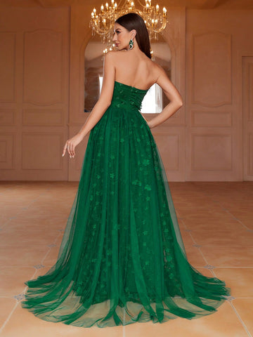 Appliques Mesh Tube Wedding Dress