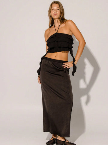 Aralina High Waist Bias Cut Flowy Maxi Skirt