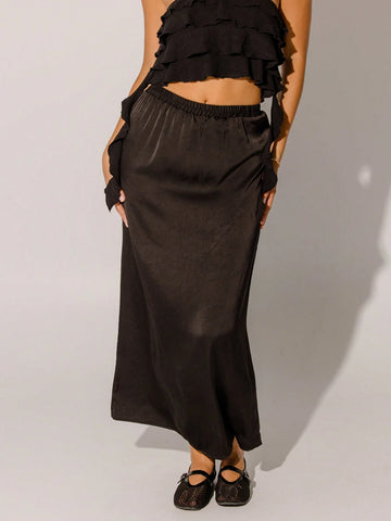 Aralina High Waist Bias Cut Flowy Maxi Skirt