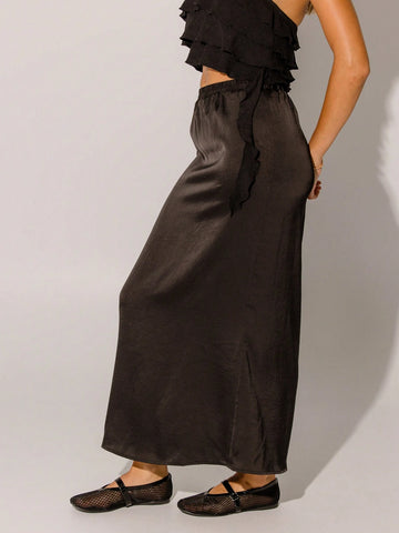 Aralina High Waist Bias Cut Flowy Maxi Skirt