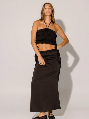 Aralina High Waist Bias Cut Flowy Maxi Skirt
