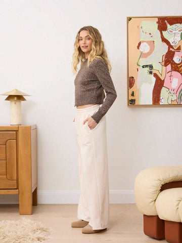 Aralina Pull On With Pockets & Pintuck Seam Detail Wide Leg Track Pant