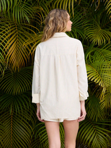 Relaxed Fit Cotton Blend Button Thru Long Sleeve Shirt