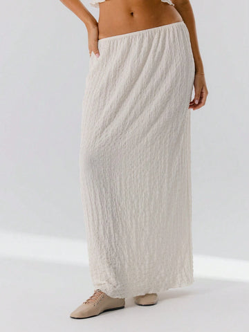 Aralina Women Pleated High Waist Elegant Flowing Silhouette Maxi Skirt