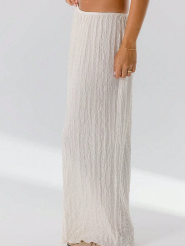 Aralina Women Pleated High Waist Elegant Flowing Silhouette Maxi Skirt