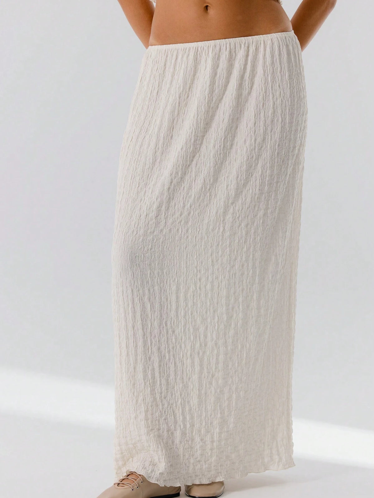 Aralina Women Pleated High Waist Elegant Flowing Silhouette Maxi Skirt