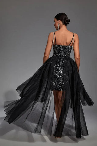 Ariel Black Sequin Diamante Dress