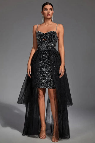 Ariel Black Sequin Diamante Dress