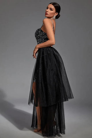 Ariel Black Sequin Diamante Dress