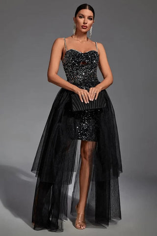 Ariel Black Sequin Diamante Dress