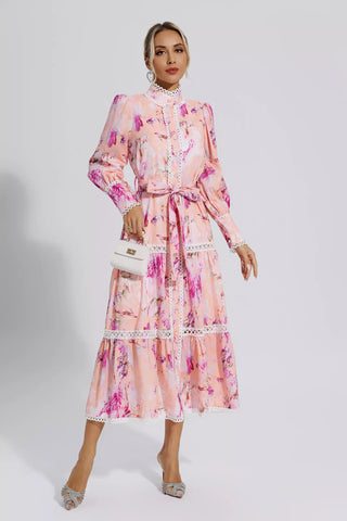 Ariya Pink Floral Printed Commuter Maxi Dress