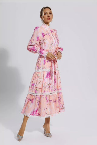 Ariya Pink Floral Printed Commuter Maxi Dress