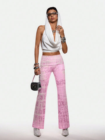Artemosfera Artist Women's Casual Graphic Print Long Straight Leg Leggings, Y2K Style