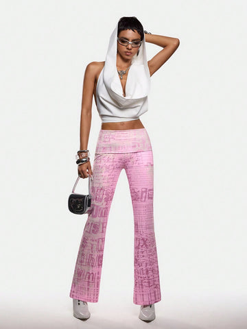 Artemosfera Artist Women's Casual Graphic Print Long Straight Leg Leggings, Y2K Style