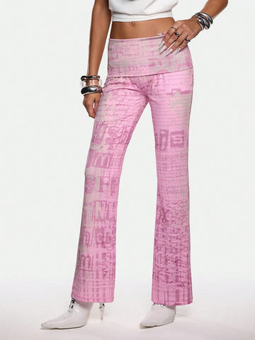 Artemosfera Artist Women's Casual Graphic Print Long Straight Leg Leggings, Y2K Style