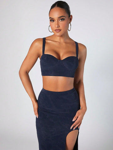 Crop Cami Top & Split Thigh Skirt Set