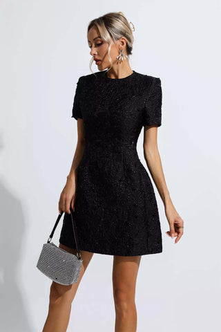 Astrid Pink Jacquard Floral Mini Dress