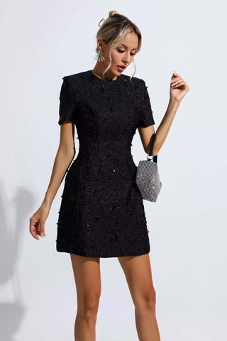 Astrid Pink Jacquard Floral Mini Dress