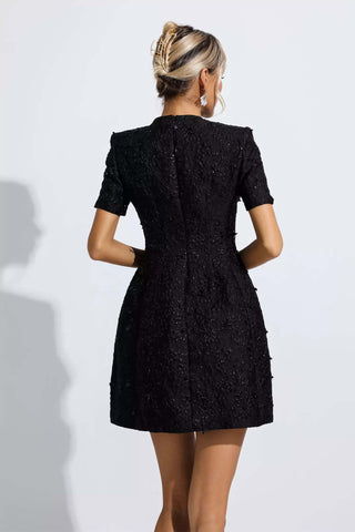 Astrid Pink Jacquard Floral Mini Dress