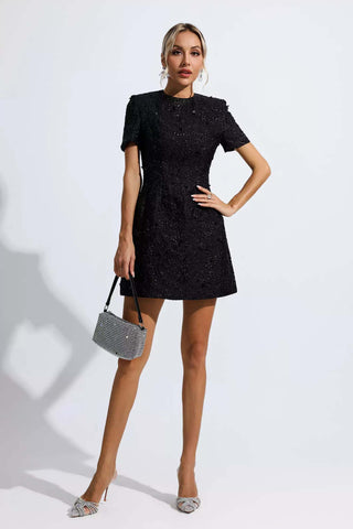Astrid Pink Jacquard Floral Mini Dress