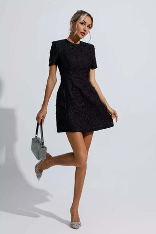 Astrid Pink Jacquard Floral Mini Dress
