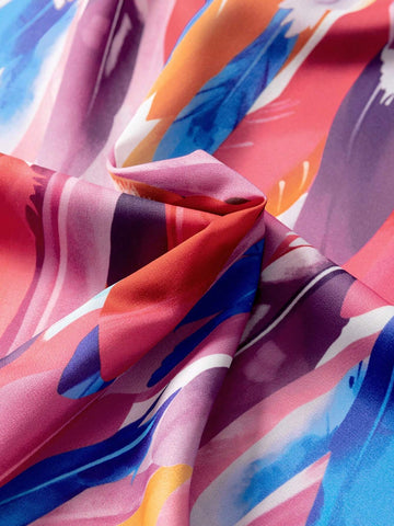 Astylish Print Short Sleeve V Neck Tops